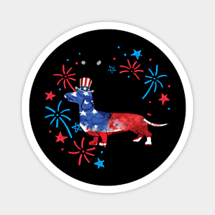 Dachshund Uncle Sam Hat 4Th Of July Magnet